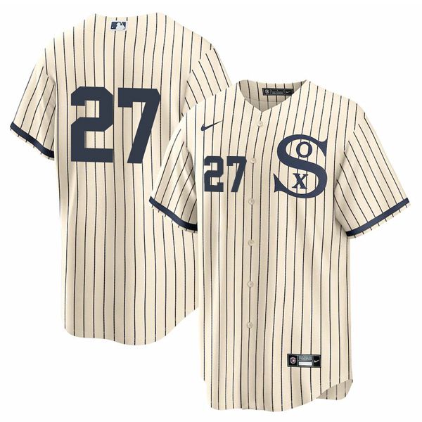 Men Chicago White Sox #27 No Name Cream stripe Dream version Game Nike 2021 MLB Jerseys